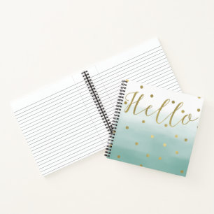 Cuaderno Hola Confeti Ombre Verde Menta Dorado