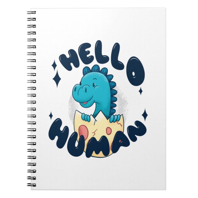 Cuaderno Hola Dinosaurio divertido humano (Frente)