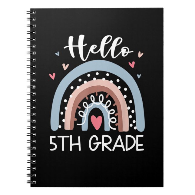 Cuaderno Hola, Grado 5 Grado Funny Boho Rainbow de vuelta a (Frente)