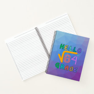 Cuaderno Hola Grado 8 Grado Funny Raíz cuadrada de 64 matem