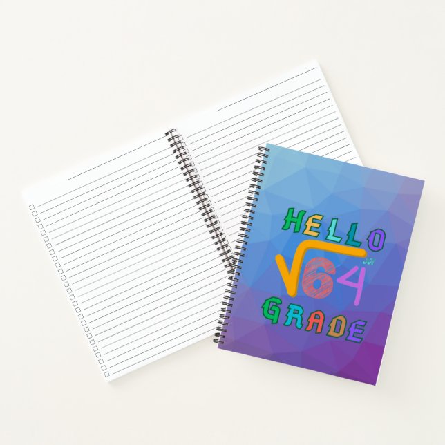 Cuaderno Hola Grado 8 Grado Funny Raíz cuadrada de 64 matem (Interior)