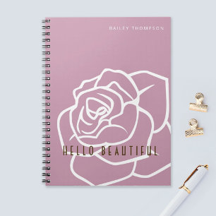 Cuaderno Hola Hermosa - Flor rosa rosa rosa simple y modern