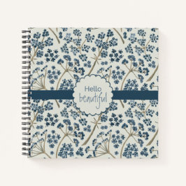 Cuaderno Hola Hermosas Flores de Agua Azul Elegante