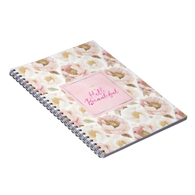 Cuaderno Hola Hermoso Floral Rosa Dorado  (Lado Derecho)