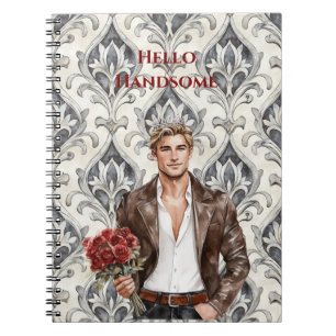Cuaderno Hola Hermoso Hombre Rubio Rosas Rojas Románticas R