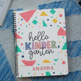 Cuaderno Hola Kinder Garten nombre personalizado geométrico