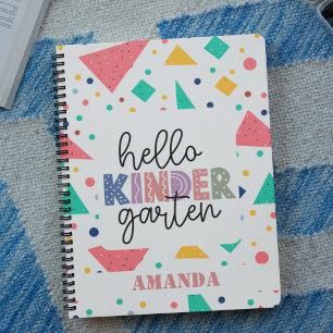 Cuaderno Hola Kinder Garten nombre personalizado geométrico