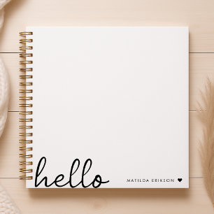 Cuaderno Hola mínima Moderno Corazón Limpio Blanco Simple