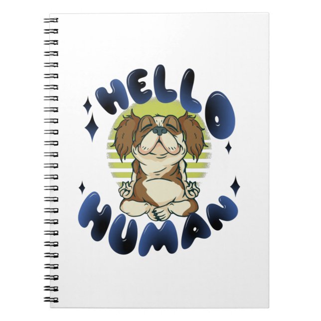 Cuaderno Hola perro de yoga meditador humano (Frente)