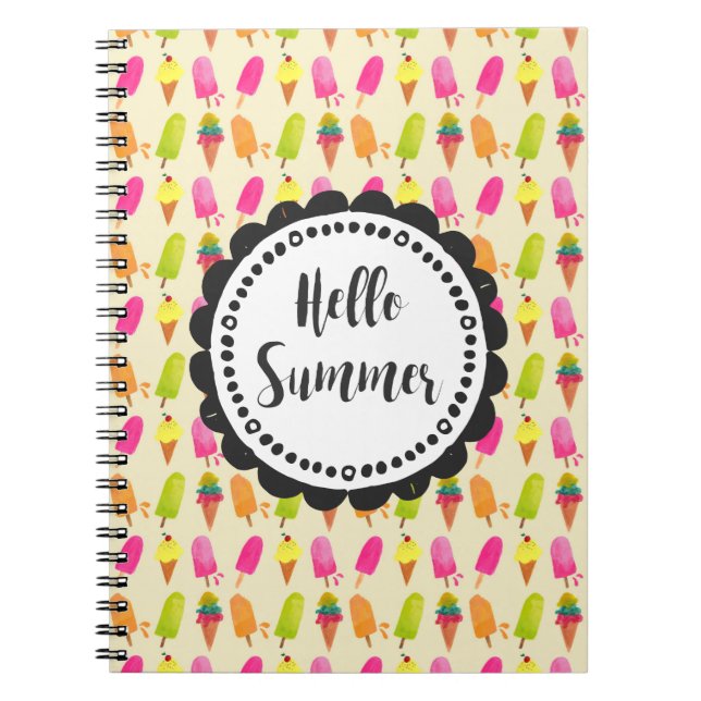 Cuaderno Hola Popsicles de verano y Crema de Hielo (Frente)