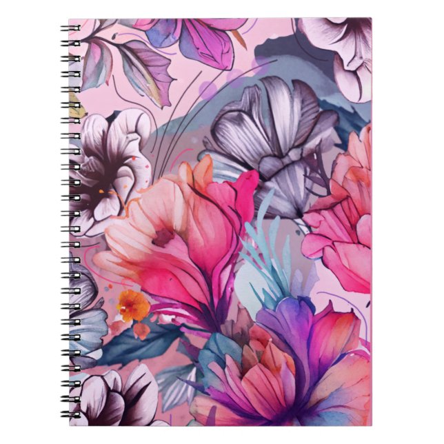 Cuaderno Hola Primavera Hora de la Felicidad, Flores Acuare (Frente)