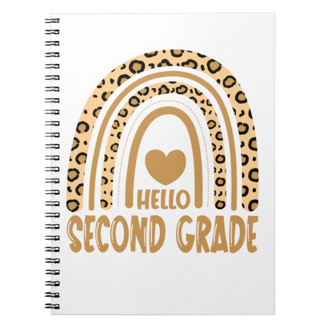 Cuaderno Hola segundo grado de leopardo arcoiris a la escue (Frente)