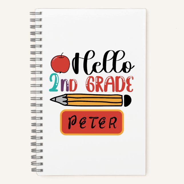 Cuaderno Hola segundo grado personalizado de vuelta a la di (Anverso)