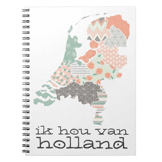 Cuaderno Holanda Mapa de la Provincia Estilo de Parche Geom (Frente)