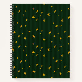 Cuaderno Holiday Green Yellow Stripe Star Christmas 