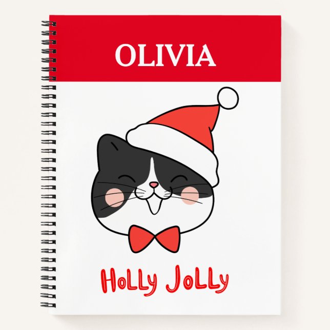 Cuaderno Holly Jolly Cute Navidades Santa Cat (Anverso)