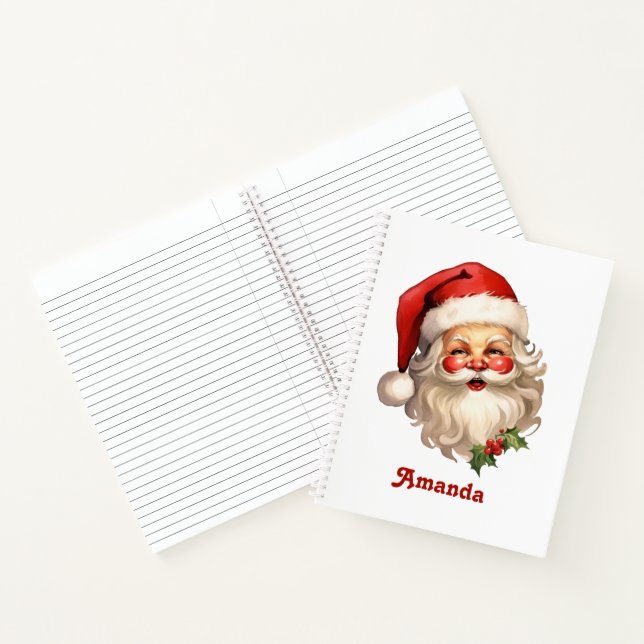 Cuaderno Holly Jolly Santa Claus Navidades de estilo retro (Interior)