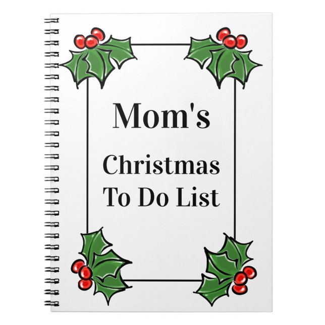 Cuaderno Holly Leaves Holly berries vacaciones divertidas (Frente)