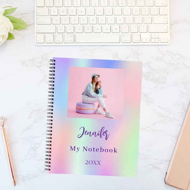 Cuaderno Holografía de foto morada rosa (Subido por el creador)