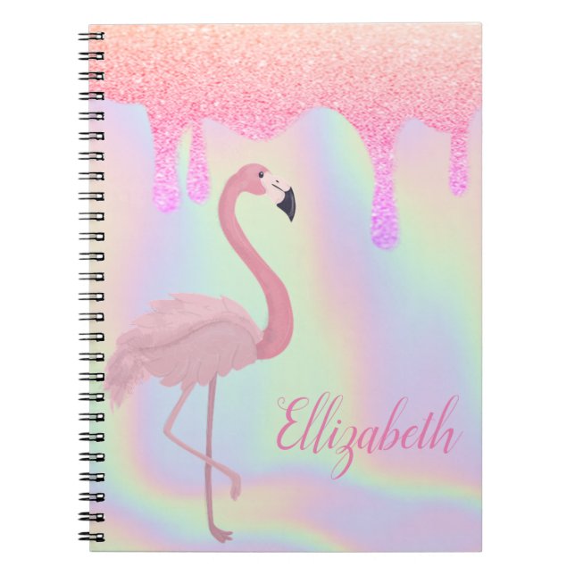 Cuaderno Holografía dulce de moda, flamenco rosa (Frente)