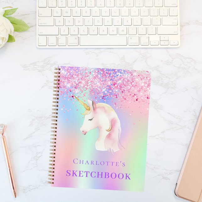 Cuaderno Holografía rosa de Sketchbook unicorn (Subido por el creador)
