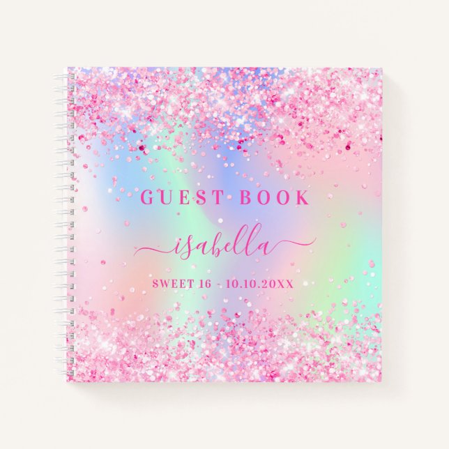 Cuaderno Holografía rosa Sweet 16 (Anverso)