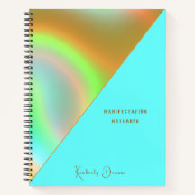 Cuaderno holográfico de menta elegante dorado