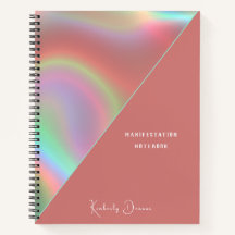 Cuaderno holográfico rosa polvoriento elegante