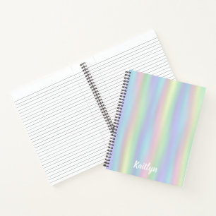 Cuaderno Holograma arcoiris suave   Espiral personalizada