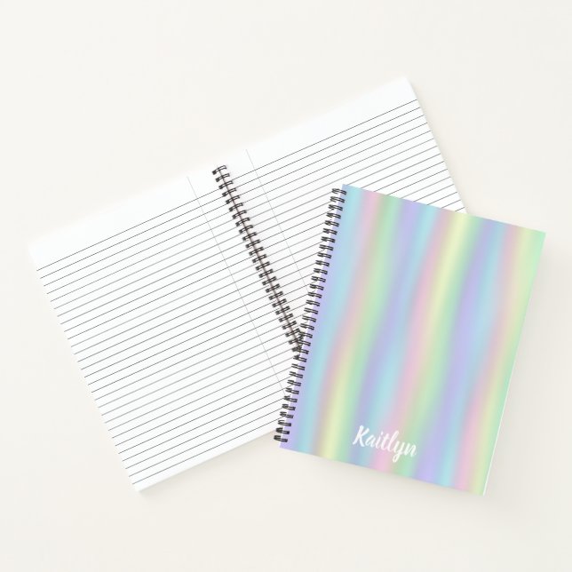 Cuaderno Holograma arcoiris suave | Espiral personalizada (Interior)