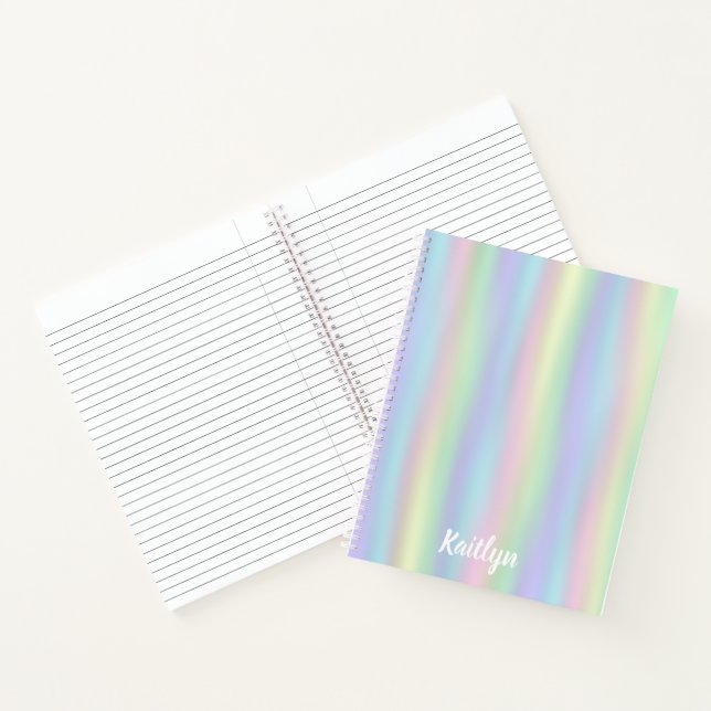Cuaderno Holograma arcoiris suave | Espiral personalizada (Interior)