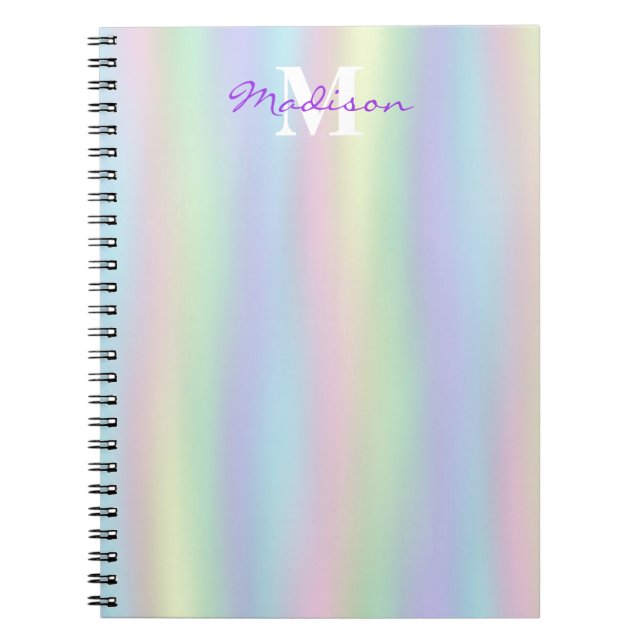 Cuaderno Holograma arcoiris suave | Monograma (Frente)