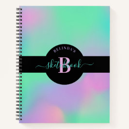 Cuaderno Holograma Monograma Mint Green Pink Sketchbook