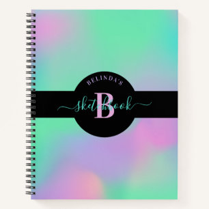 Cuaderno Holograma Monograma Mint Green Pink Sketchbook