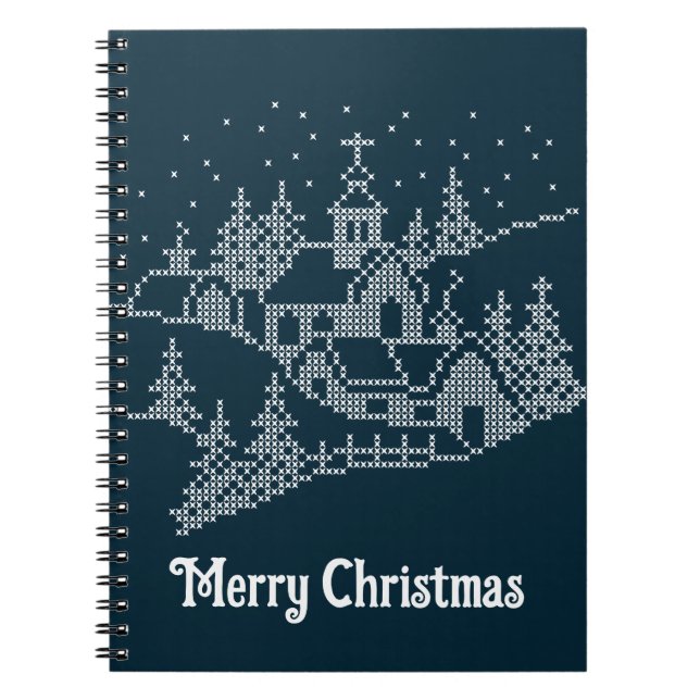 Cuaderno Holy xmas night in town, cross stitch pattern (Frente)
