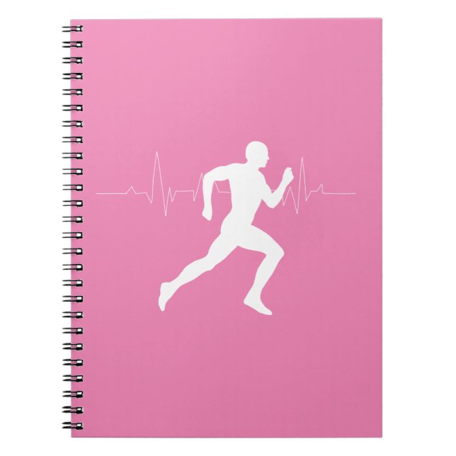 Cuaderno Hombre corriendo una silueta sobre fondo rosado (Frente)