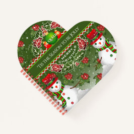 Cuaderno Hombre de nieve con Holly Berries y TU NOMBRE en V