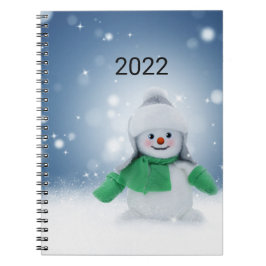 Cuaderno Hombre de nieve con una bufanda verde