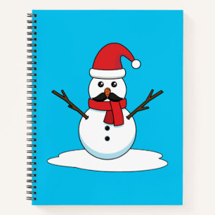 Cuaderno Hombre de nieve gracioso con bigote y garrapata