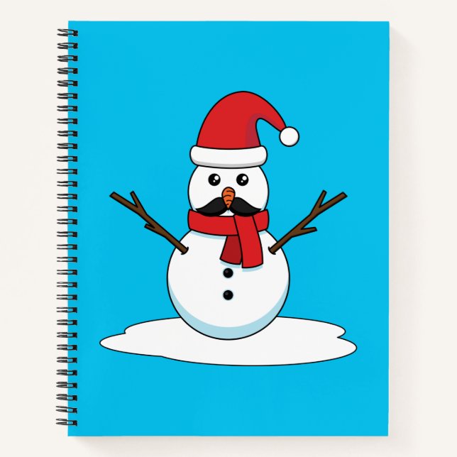 Cuaderno Hombre de nieve gracioso con bigote y garrapata (Anverso)