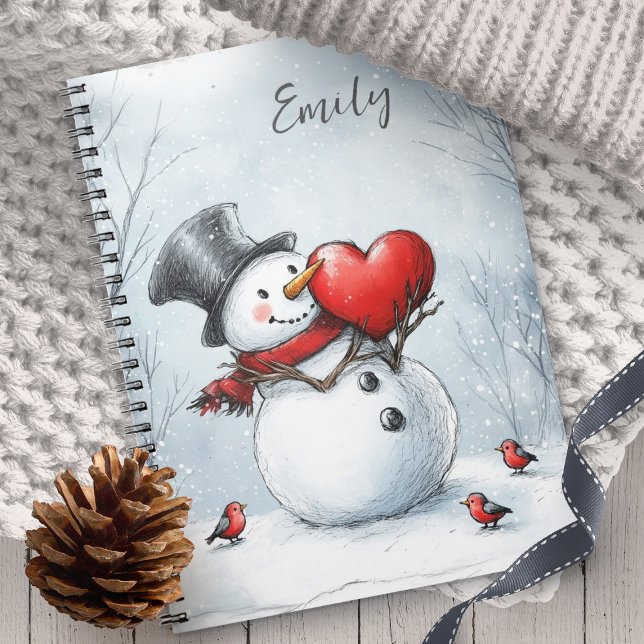 Cuaderno Hombre de nieve ofrece amor con un gran corazón (Subido por el creador)