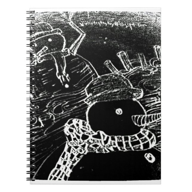 Cuaderno Hombre de nieve y Yaie en Navidades negros (Frente)