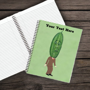 Cuaderno Hombre de pepino divertido traje marrón cara sorpr