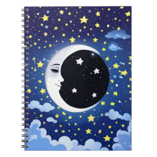Cuaderno Hombre en la luna con fondo estrellado