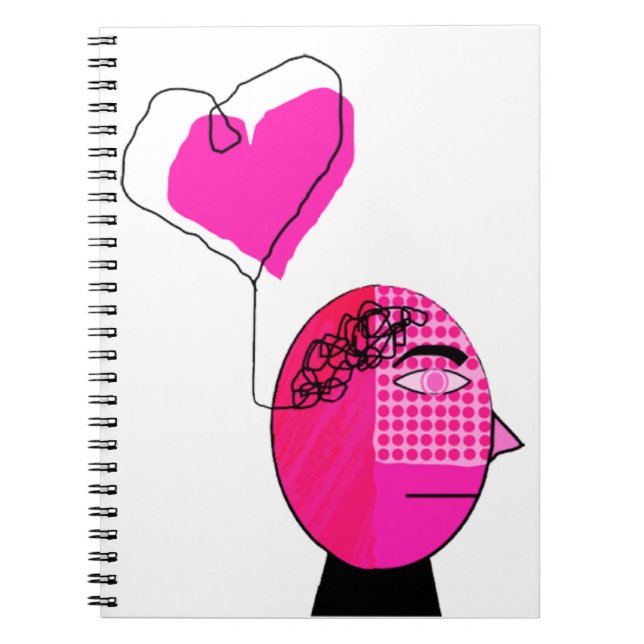 Cuaderno Hombre negro y rosa con amor en la mente (Frente)