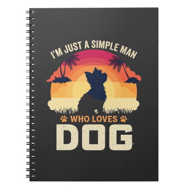 Cuaderno Hombre Simple Que Ama Silueta De Perro Atardecer P (Frente)