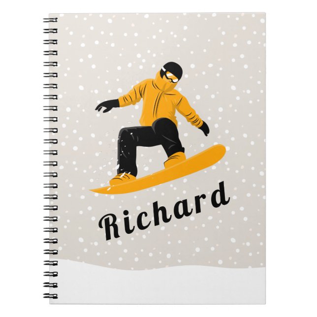 Cuaderno Hombre Snowboard Nombre personalizado Deporte de i (Frente)