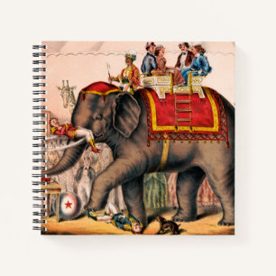 Cuaderno Hombres Actuando En Circo Con Un Elefante.