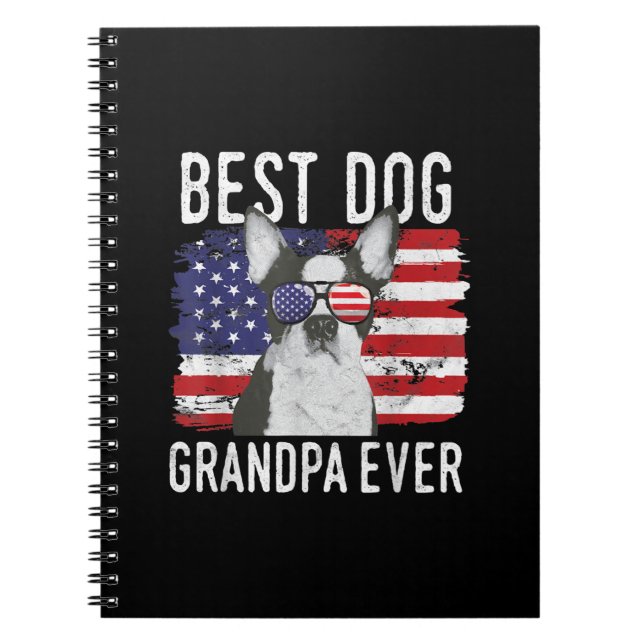 Cuaderno Hombres Bandera Americana Mejor Abuelo Perro Nunca (Frente)