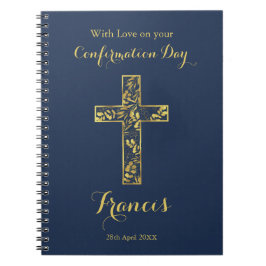 Cuaderno Hombres cruces de oro azules de confirmación